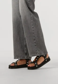 zwarte blasz platte sandalen saran-14