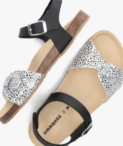 zwarte braqeez platte sandalen sally spain