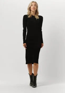 zwarte bruuns bazaar midi jurk celosia johanna knit dress