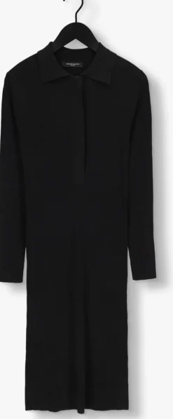 zwarte bruuns bazaar midi jurk celosia johanna knit dress