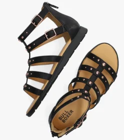 zwarte bullboxer platte sandalen agg021f1s