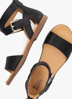 zwarte bullboxer platte sandalen alm008f1s