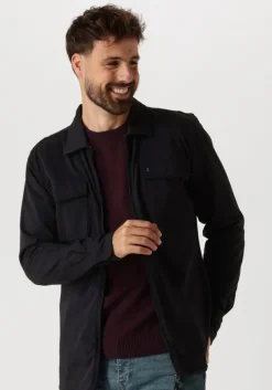 zwarte butcher of blue overshirt finn zip pocket shirt