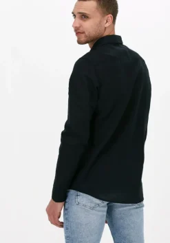 zwarte calvin klein casual overhemd cotton linen chest pocket shirt
