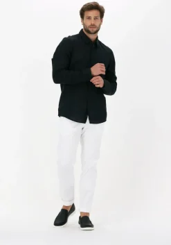 zwarte calvin klein casual overhemd cotton linen chest pocket shirt