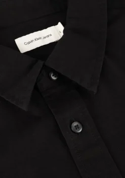 zwarte calvin klein casual overhemd linen cotton s/s shirt