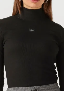 zwarte calvin klein coltrui ls woven label turtleneck