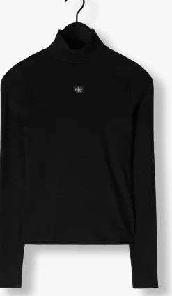 zwarte calvin klein coltrui ls woven label turtleneck