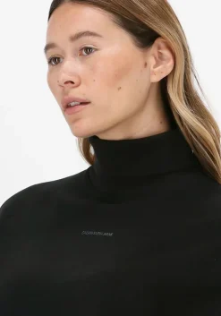 zwarte calvin klein coltrui logo trim roll neck
