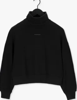 zwarte calvin klein coltrui logo trim roll neck