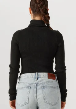 zwarte calvin klein coltrui woven label roll neck