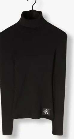 zwarte calvin klein coltrui woven label roll neck