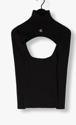 zwarte calvin klein coltrui 2 in 1 cut out tight sweater