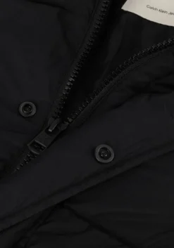 zwarte calvin klein gewatteerde jas essentials non down long parka