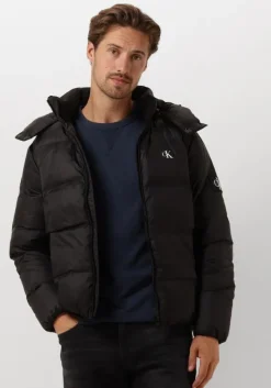 zwarte calvin klein gewatteerde jas essentials down jacket