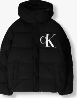 zwarte calvin klein gewatteerde jas essentials non down jacket