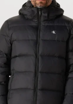 zwarte calvin klein gewatteerde jas ls nylon zip off hood down purrfer