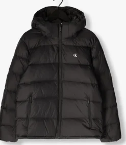 zwarte calvin klein gewatteerde jas ls nylon zip off hood down purrfer