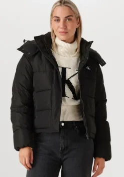 zwarte calvin klein gewatteerde jas matte monologo mw short puffer