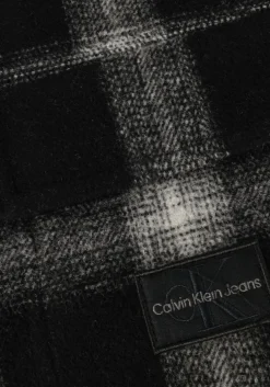 zwarte calvin klein jack check sherpa trucker jacket