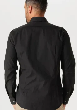 zwarte calvin klein klassiek overhemd poplin stretch slim shirt