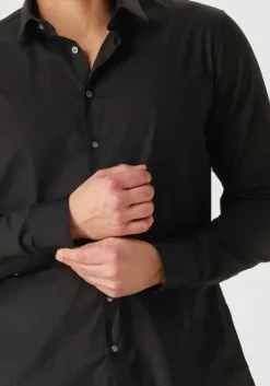 zwarte calvin klein klassiek overhemd poplin stretch slim shirt