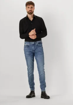 zwarte calvin klein klassiek overhemd poplin stretch slim shirt