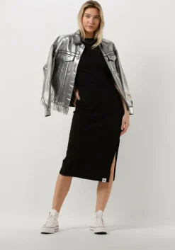 zwarte calvin klein maxi jurk seaming long rib dress