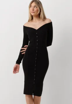 zwarte calvin klein midi jurk button long sweater dress