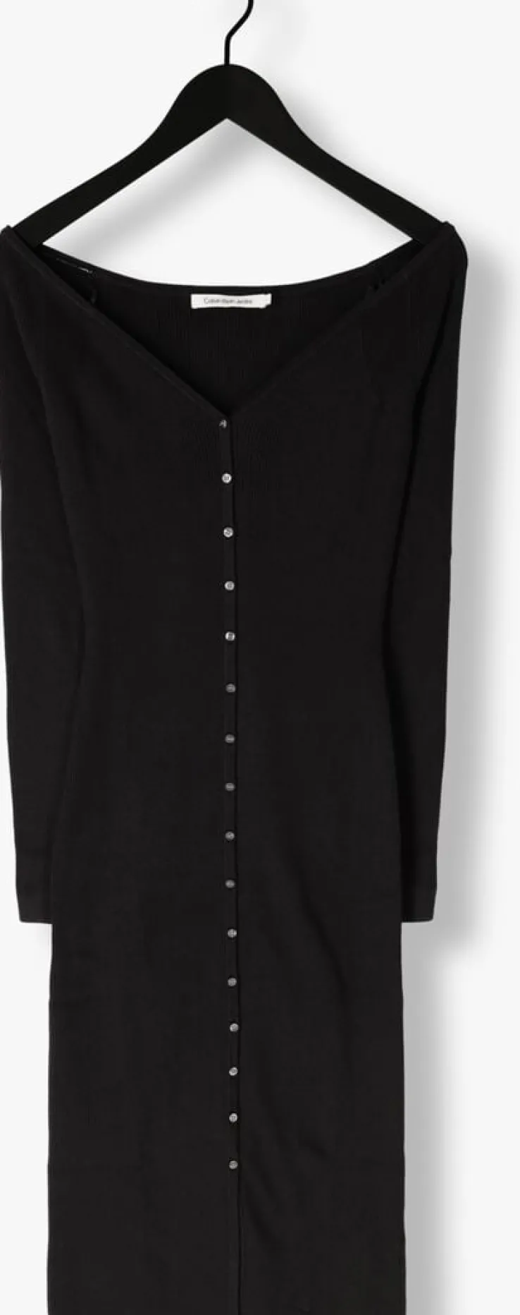 zwarte calvin klein midi jurk button long sweater dress