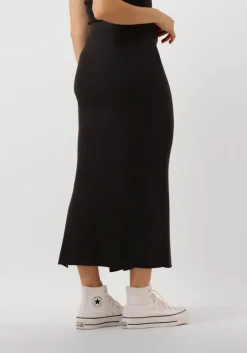 zwarte calvin klein midirok woven label sweater skirt