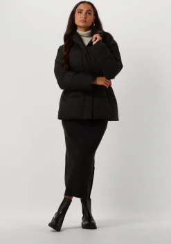 zwarte calvin klein midirok woven label sweater skirt