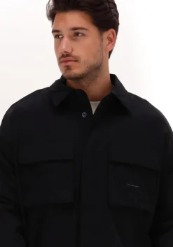 zwarte calvin klein overshirt fleece lined cargo overshirt