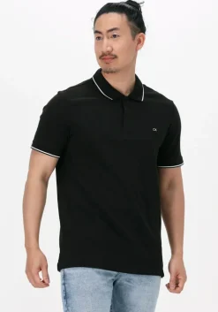 zwarte calvin klein polo stretch pique tipping slim polo