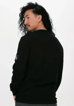 zwarte calvin klein sweater badge waffle ls tee