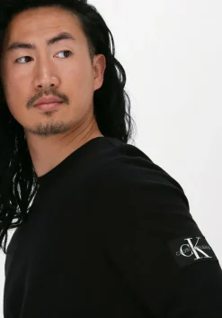 zwarte calvin klein sweater badge waffle ls tee