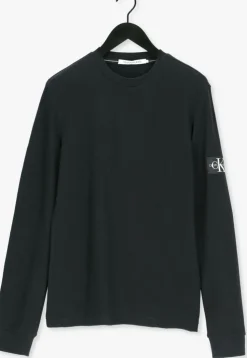zwarte calvin klein sweater badge waffle ls tee