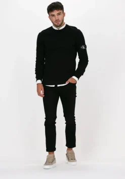 zwarte calvin klein sweater badge waffle ls tee
