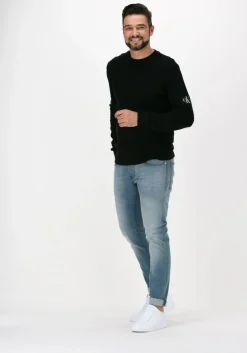 zwarte calvin klein sweater badge waffle ls tee