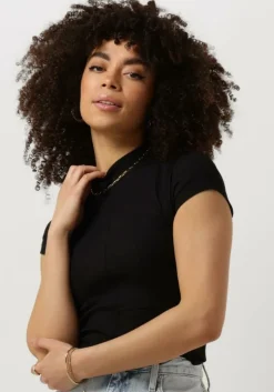 zwarte calvin klein top seaming rib slim tee