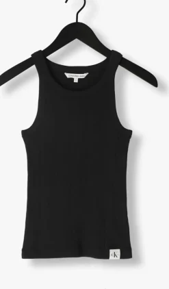 zwarte calvin klein top variegated rib woven tab tank