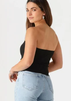 zwarte calvin klein top woven label rib sleeveless top