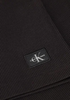 zwarte calvin klein top woven label rib sleeveless top