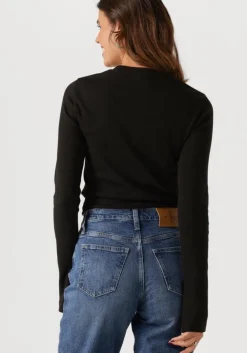 zwarte calvin klein tops & t-shirts woven label rib ls top