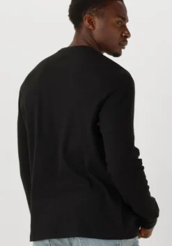 zwarte calvin klein trui ls waffle badge crewnk tee