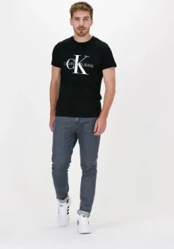 zwarte calvin klein t-shirt iconic monogram ss slim tee
