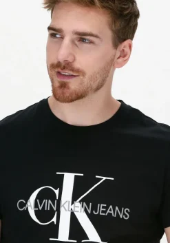 zwarte calvin klein t-shirt iconic monogram ss slim tee