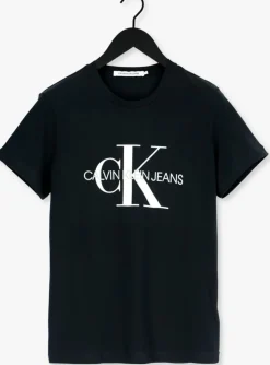 zwarte calvin klein t-shirt iconic monogram ss slim tee