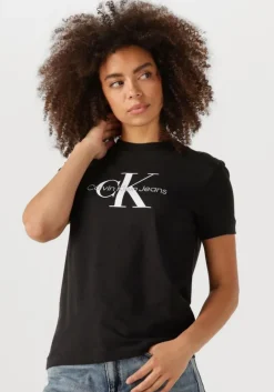 zwarte calvin klein t-shirt core monogram logo regular fit