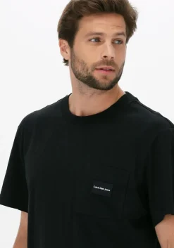 zwarte calvin klein t-shirt mix media mesh pocket tee